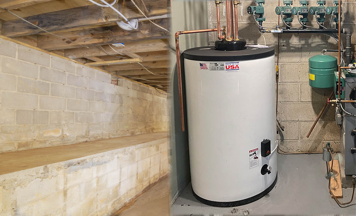 hot water heater in basement